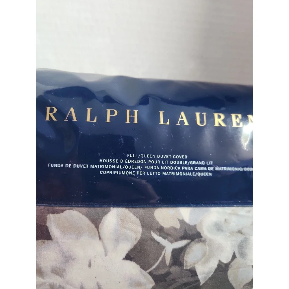 Ralph Lauren Avery Duvet Cover Full Queen Gray Chrysanthemum Floral NEW 92x96